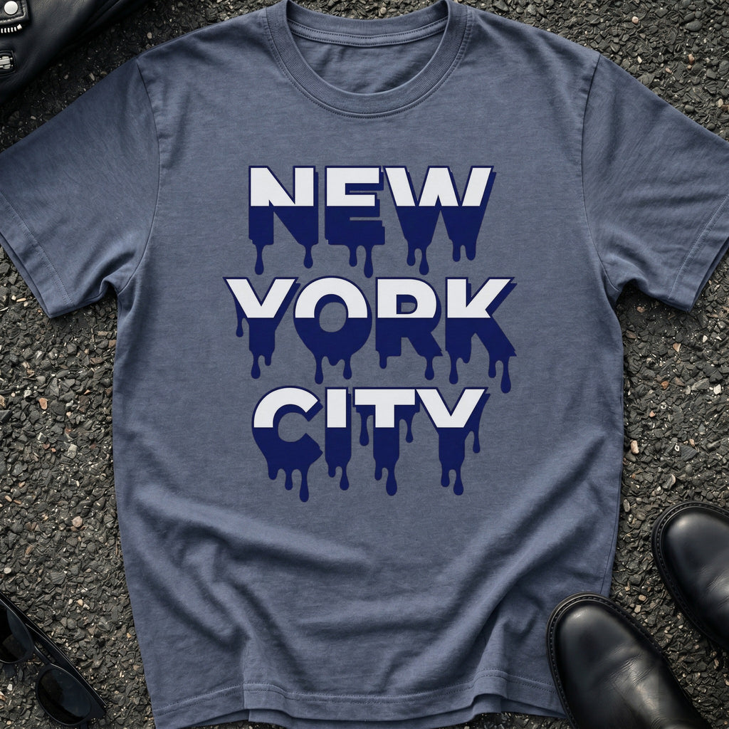 Blue and White Drip T-Shirt