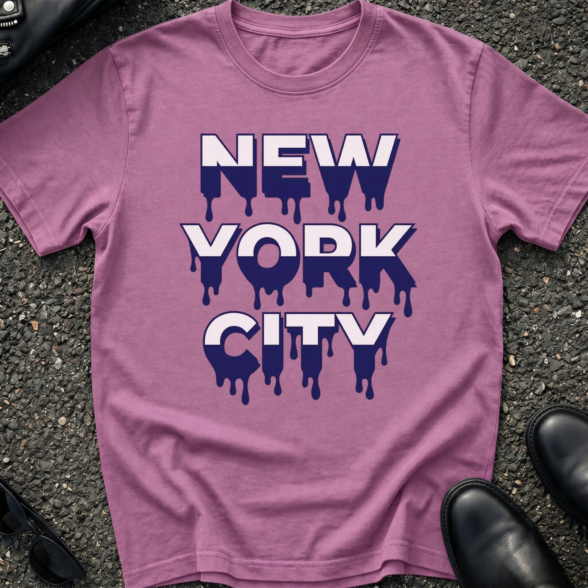 Blue and White Drip T-Shirt
