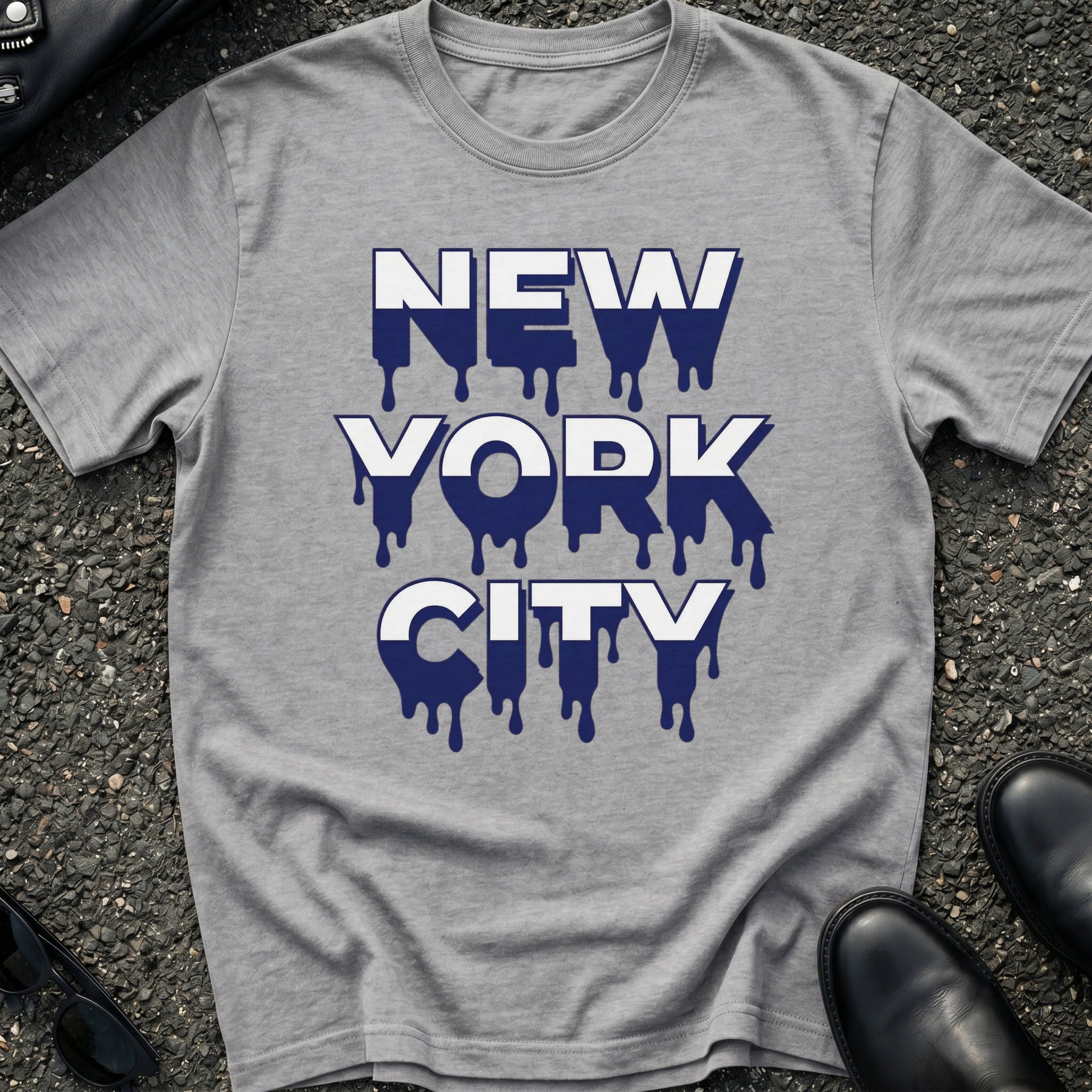 Blue and White Drip T-Shirt