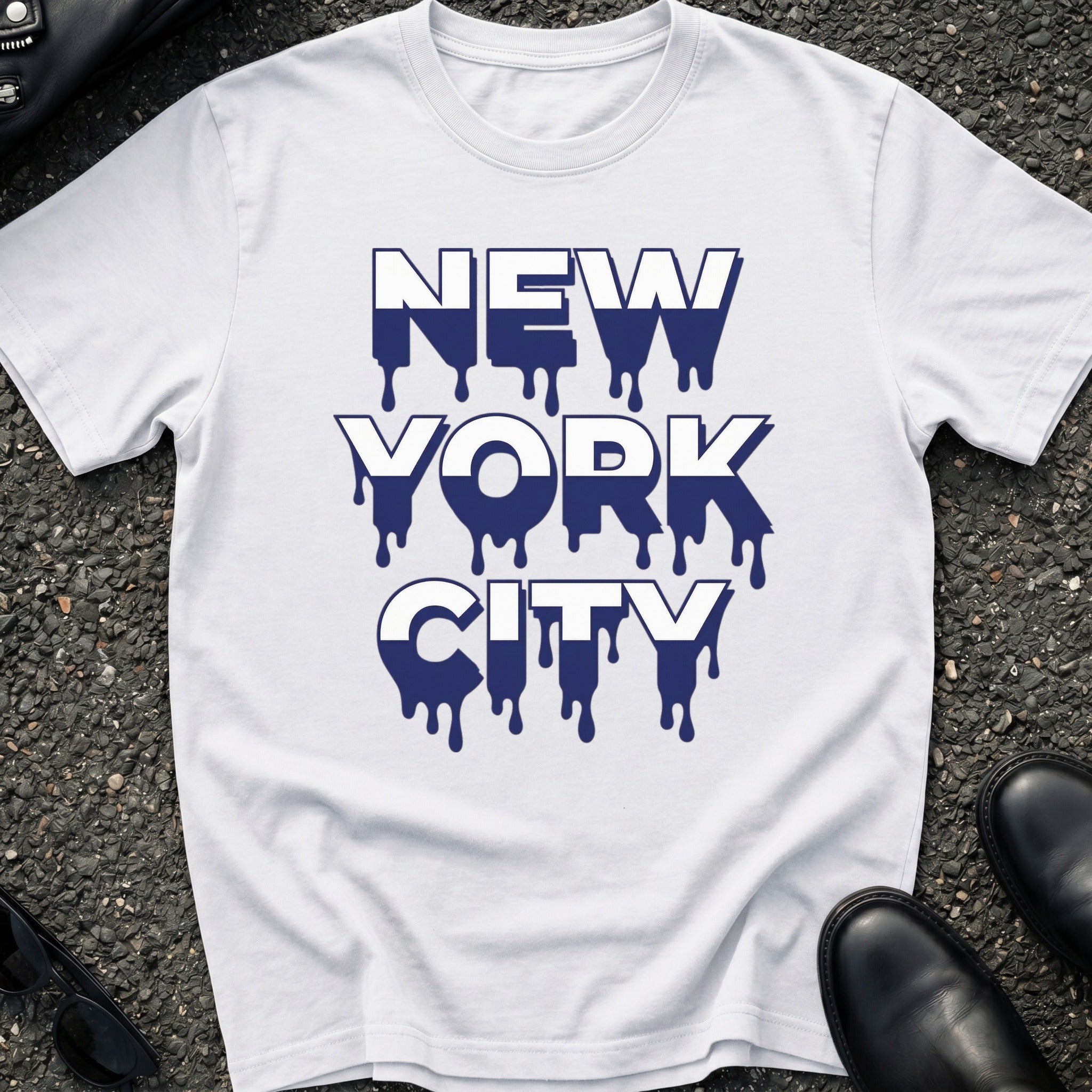 Blue and White Drip T-Shirt