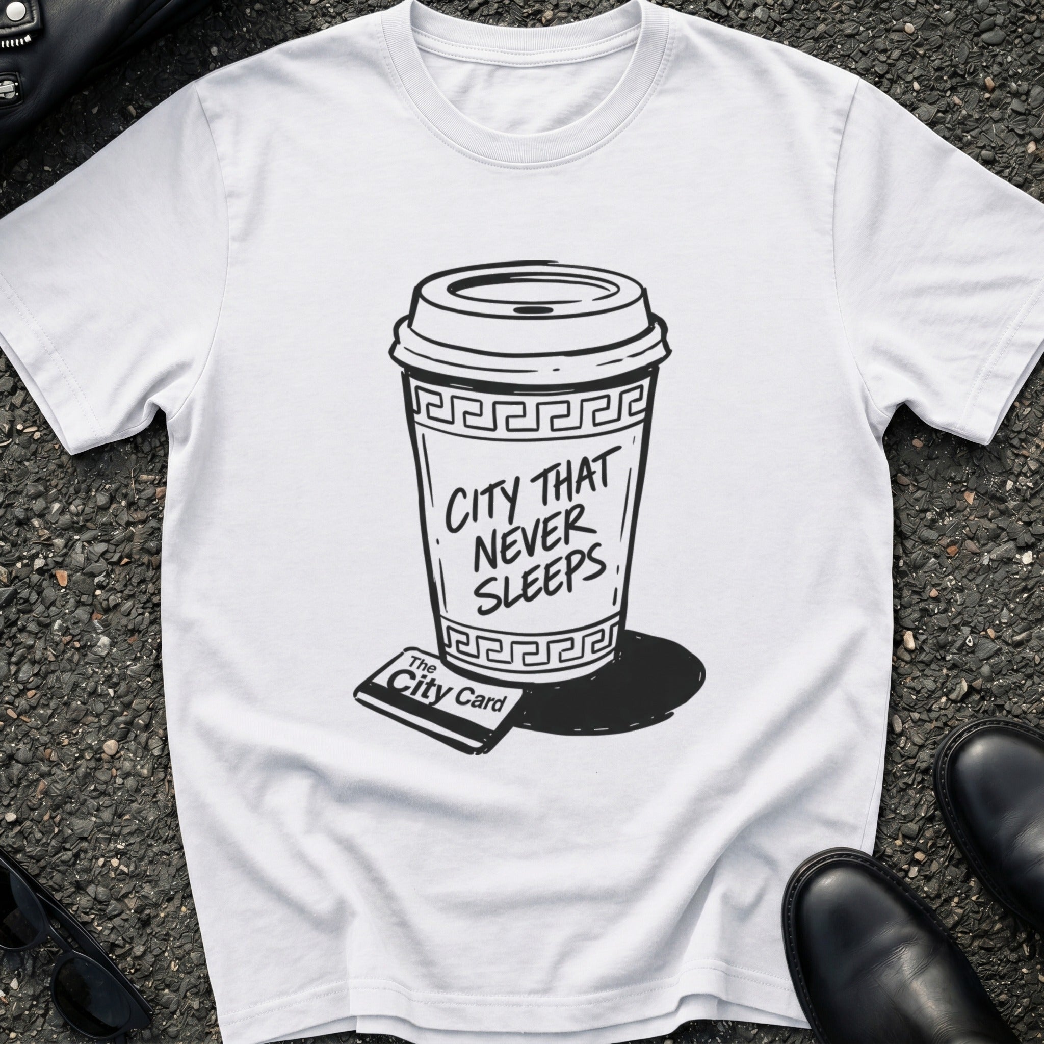 City Never Sleeps Coffee T-shirt