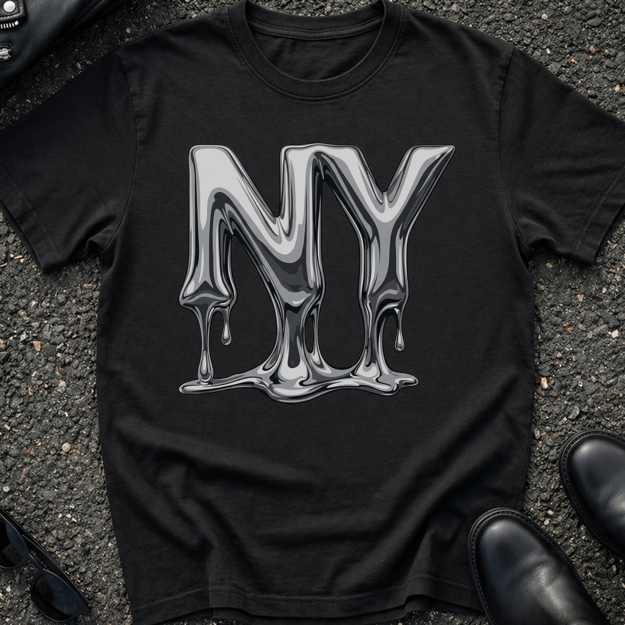 Embossed Silver Drip T-Shirt