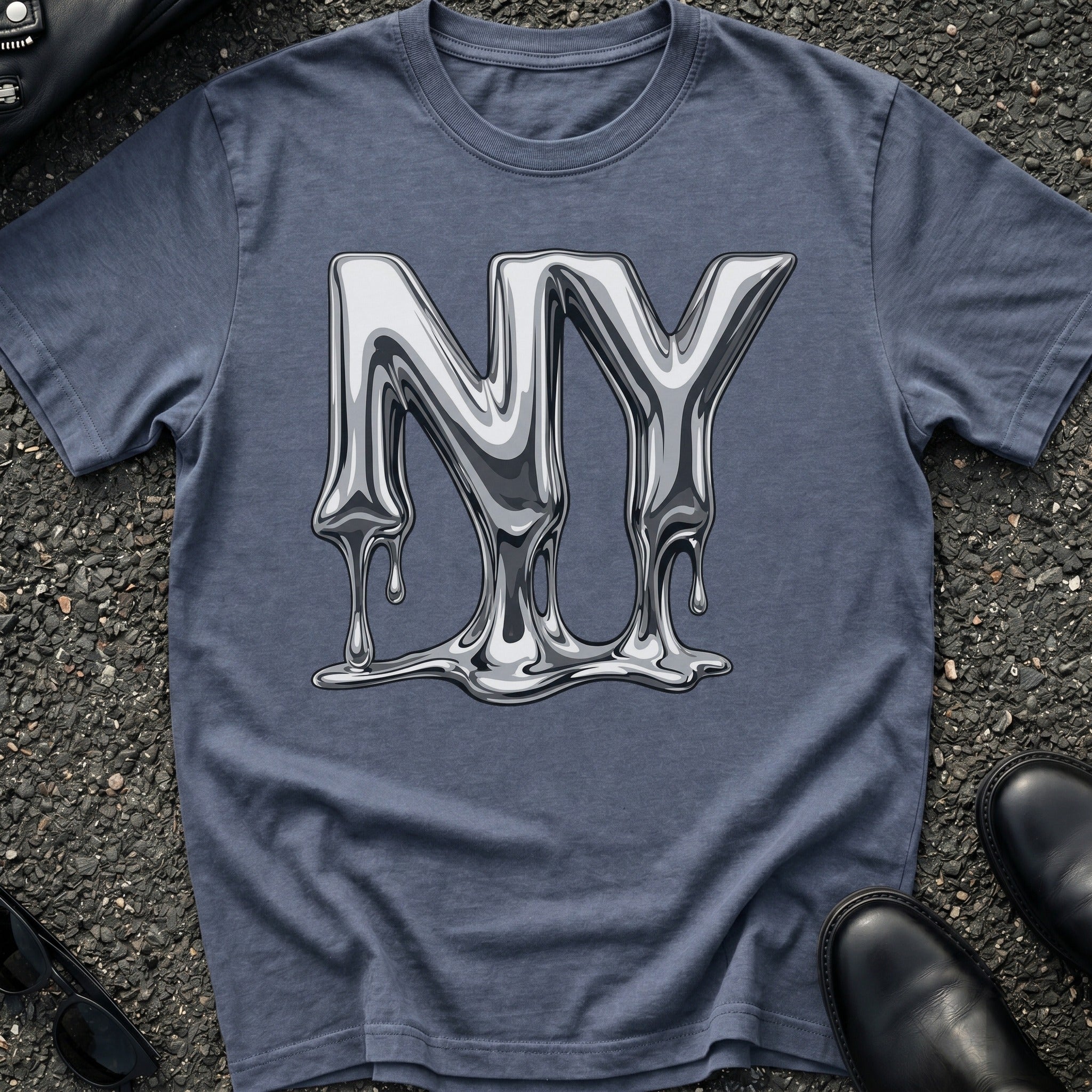 Embossed Silver Drip T-Shirt