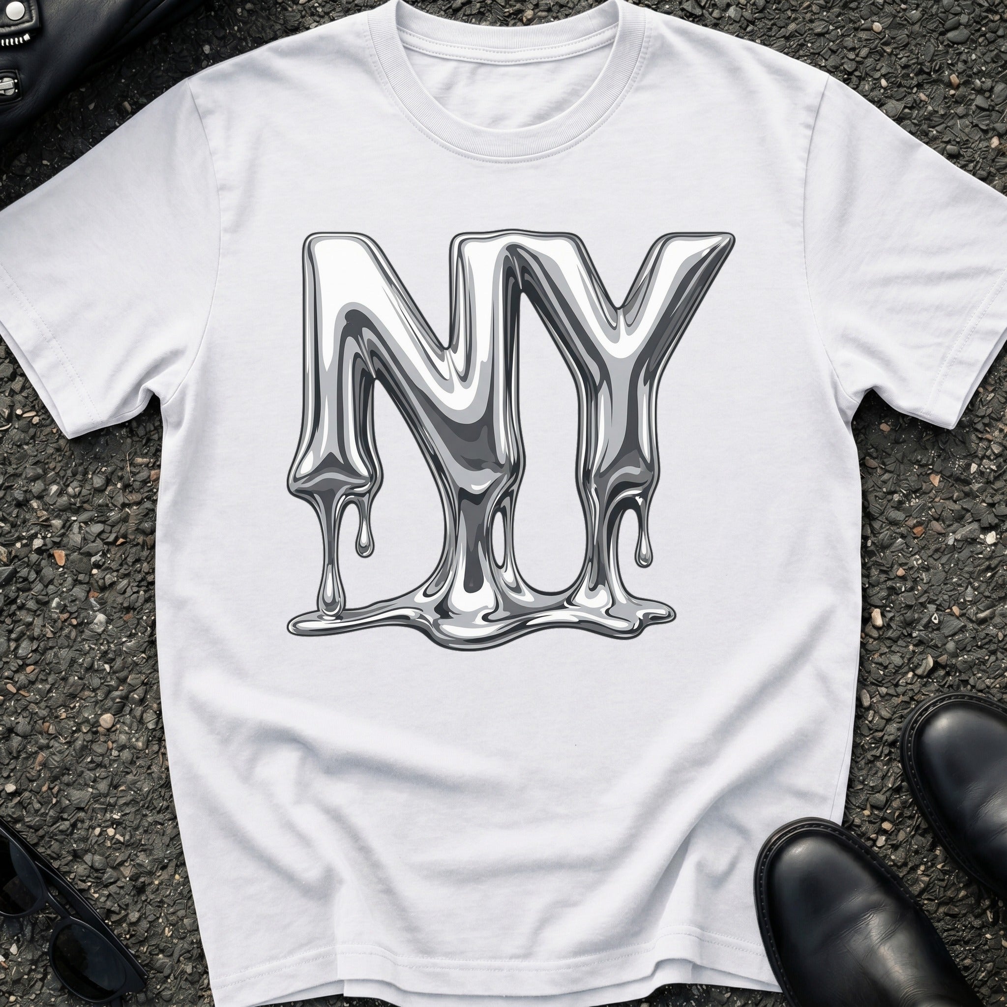 Embossed Silver Drip T-Shirt