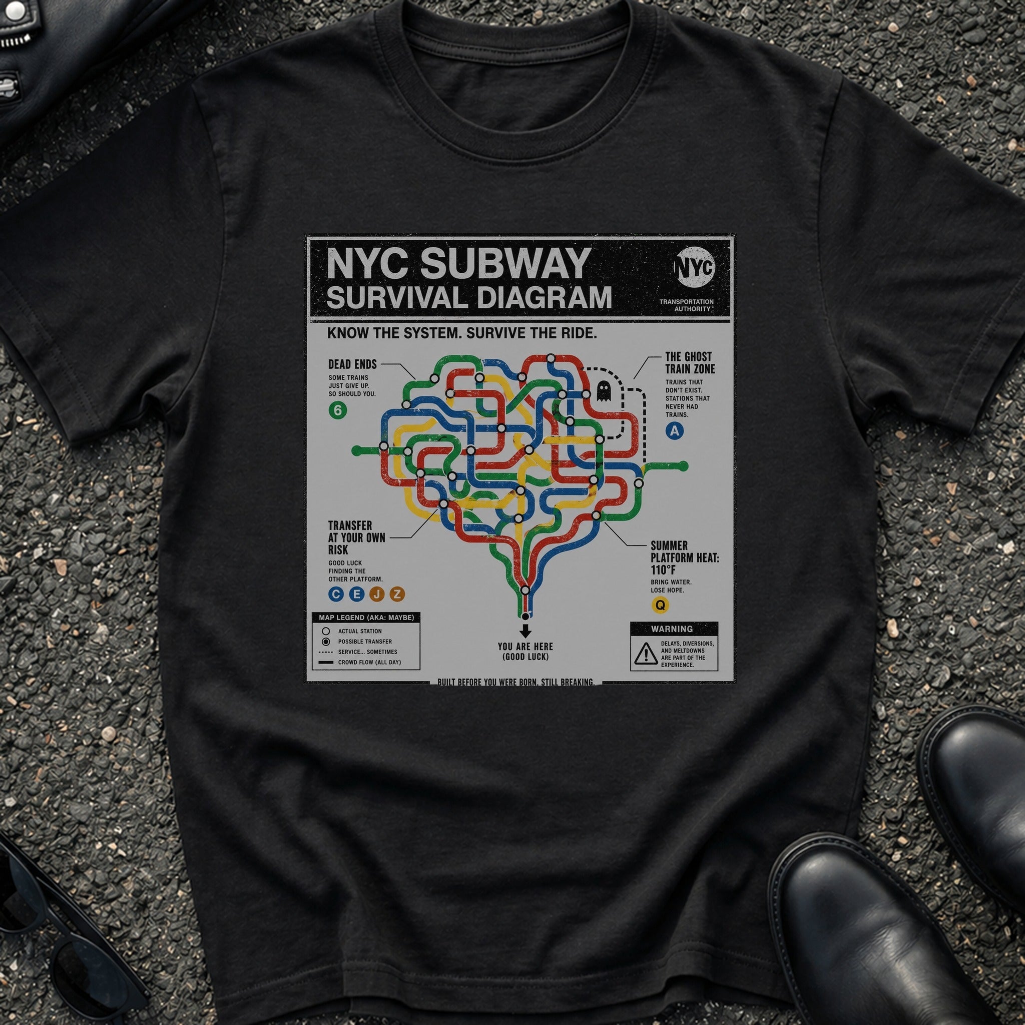 NYC Subway Survival Diagram T-Shirt