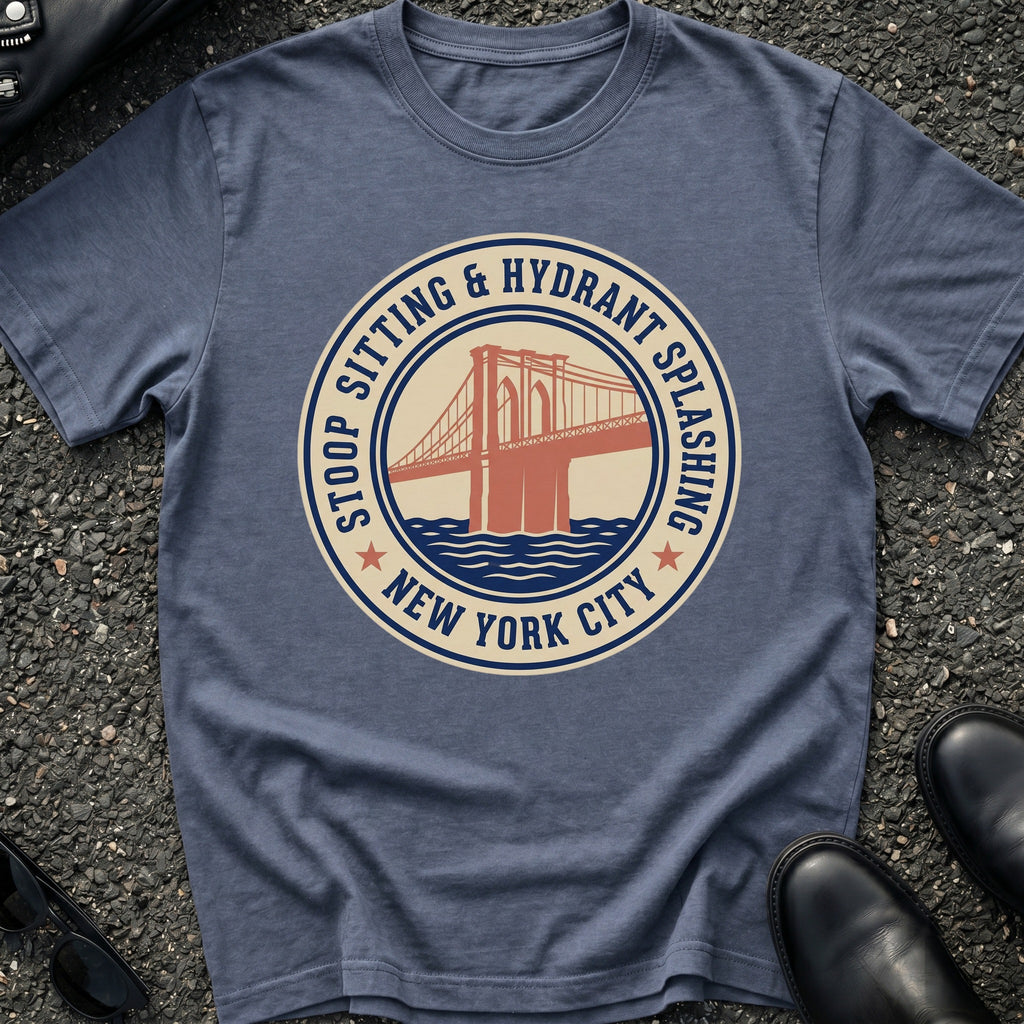 Stoop Sitting Hydrant Splashing T-Shirt
