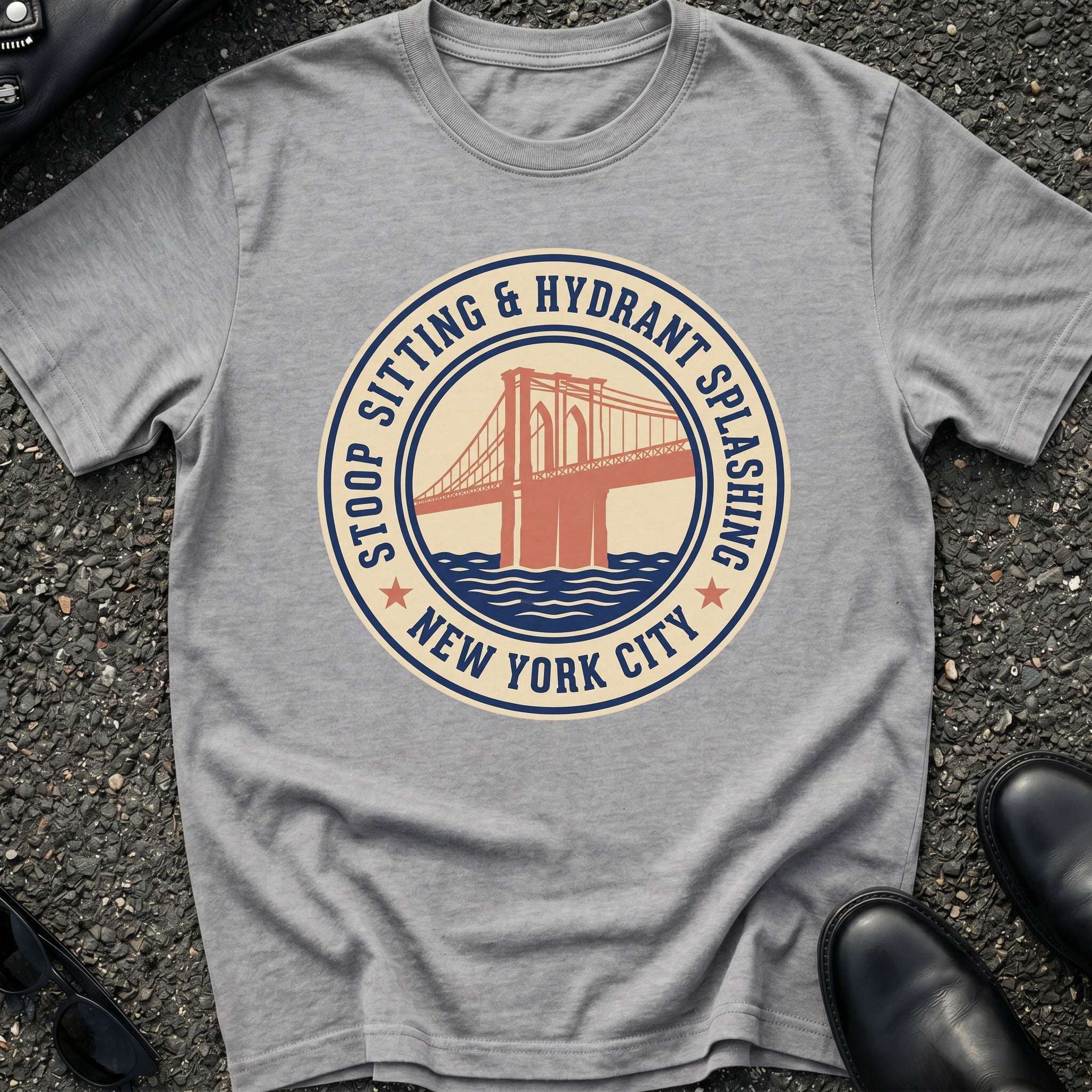 Stoop Sitting Hydrant Splashing T-Shirt