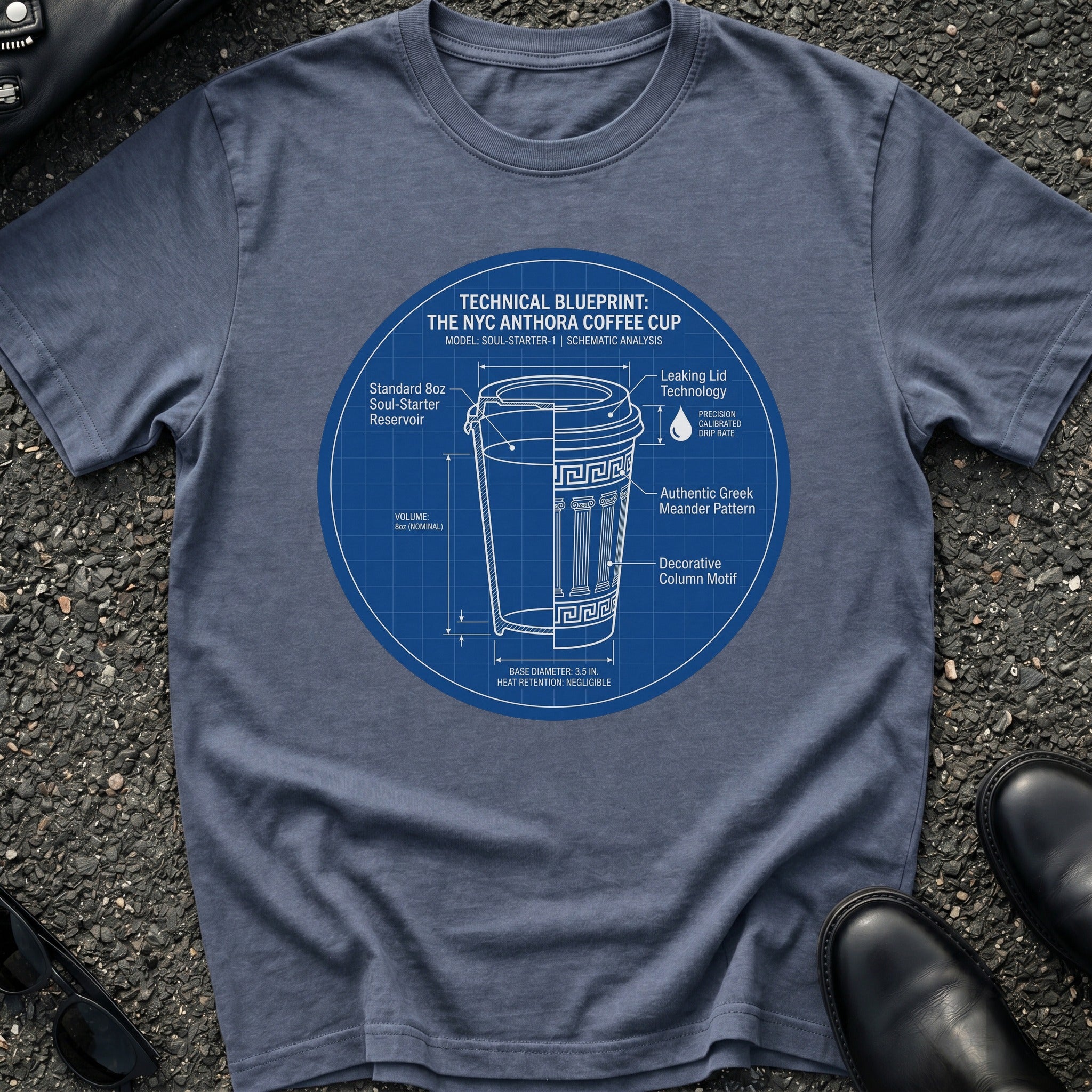Street Cart Coffee Cup Blueprint T-Shirt