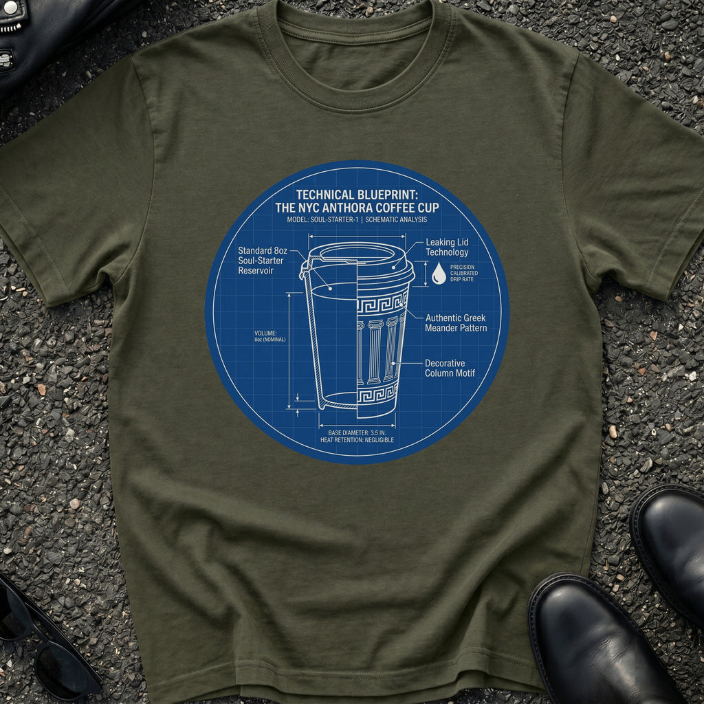 Street Cart Coffee Cup Blueprint T-Shirt