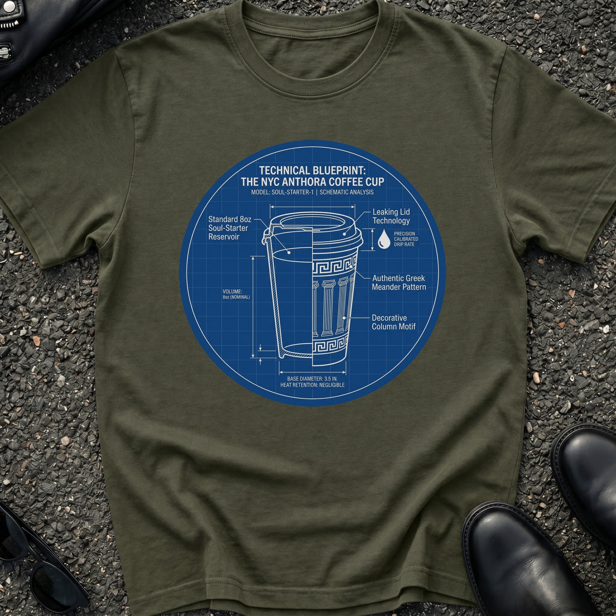 Street Cart Coffee Cup Blueprint T-Shirt