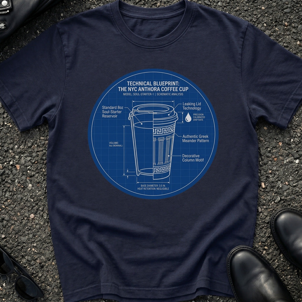 Street Cart Coffee Cup Blueprint T-Shirt