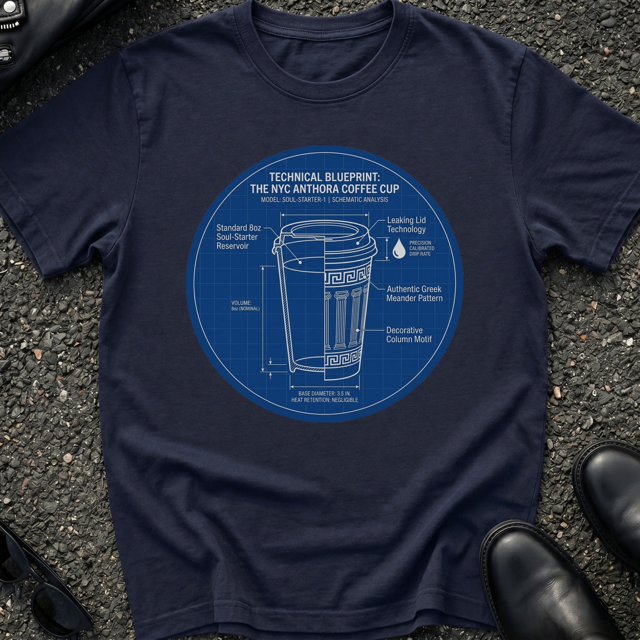 Street Cart Coffee Cup Blueprint T-Shirt