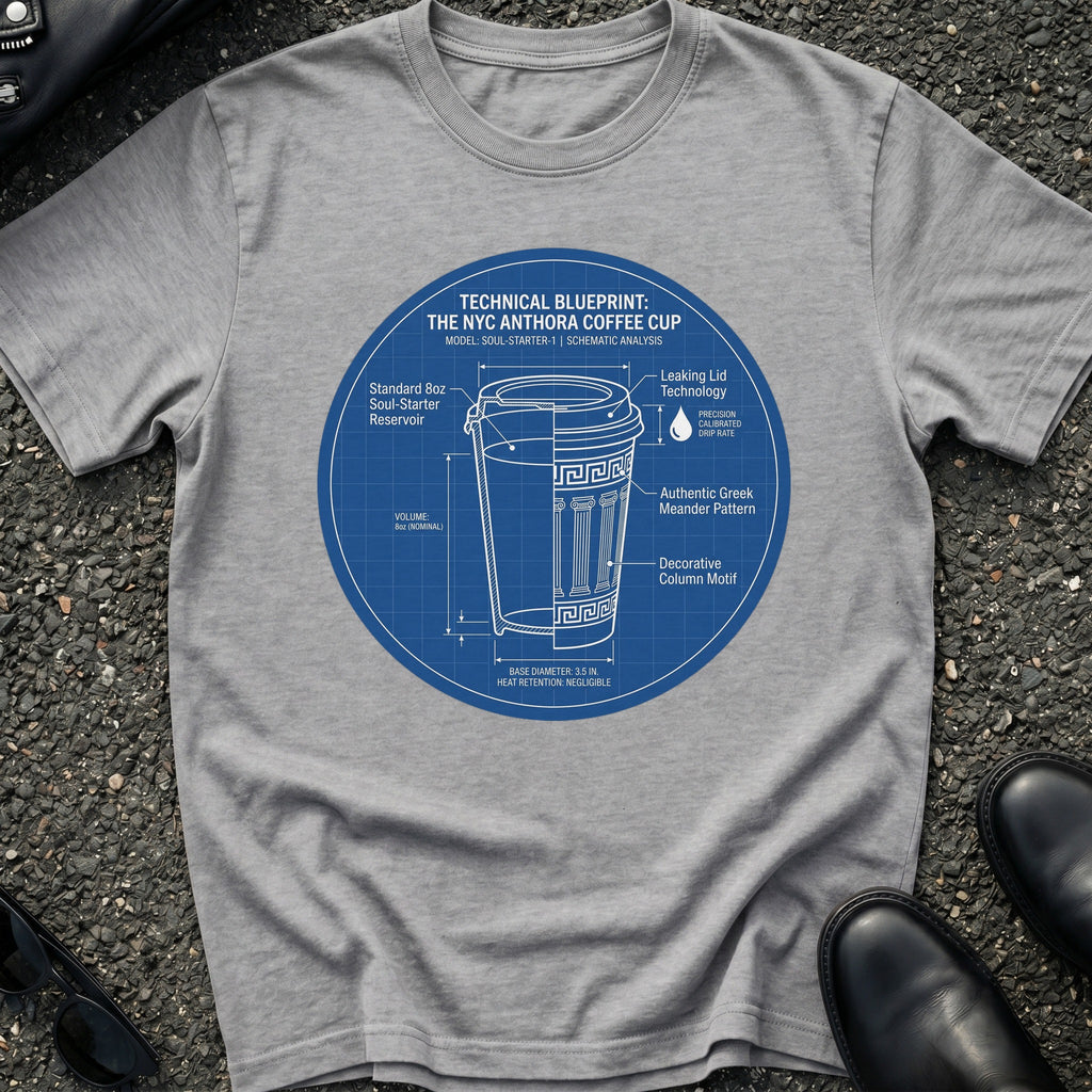 Street Cart Coffee Cup Blueprint T-Shirt