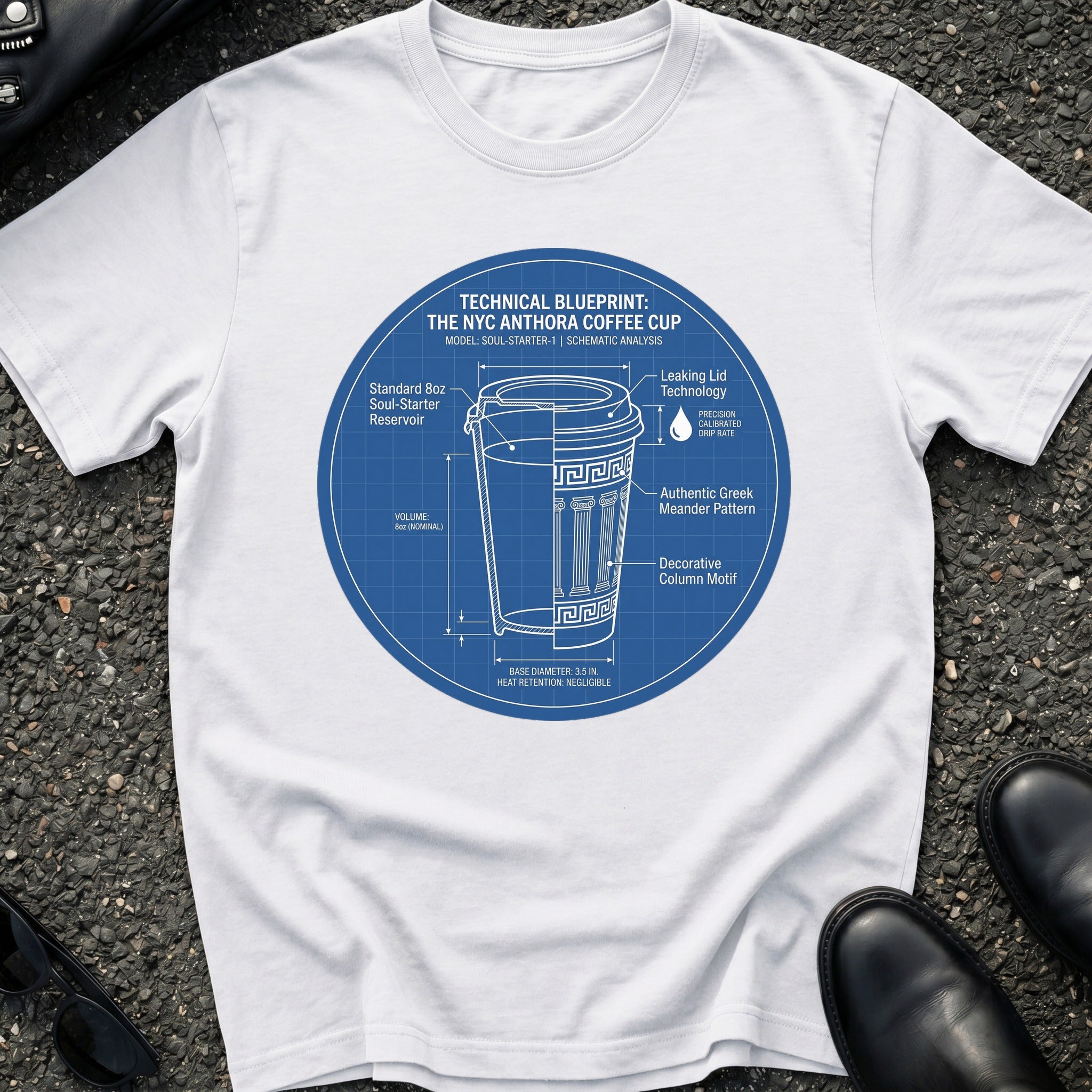 Street Cart Coffee Cup Blueprint T-Shirt
