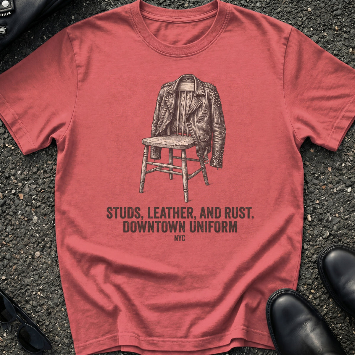 Studs Leather Rust T-Shirt